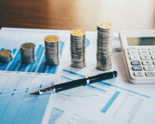 Business finance with report document